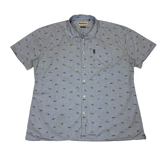 Barbour Summer Print Short Sleeve Button Up Shirt Men's Large - Picture 1 of 10